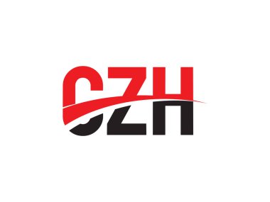 Vektör İllüstrasyonu, siyah kırmızı harfler, logo tasarımı, CZH