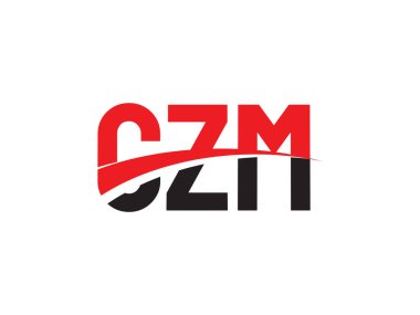 Vektör İllüstrasyonu, siyah kırmızı harfler, logo tasarımı, CZM