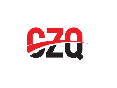 Vektör İllüstrasyonu, siyah kırmızı harfler, logo tasarımı, CZQ