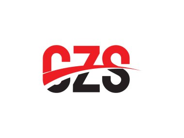 Vektör İllüstrasyonu, siyah kırmızı harfler, logo tasarımı, CZS
