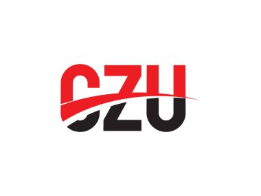 Vektör İllüstrasyonu, siyah kırmızı harfler, logo tasarımı, CZU