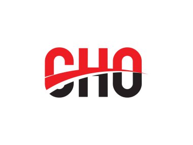 Vektör İllüstrasyonu, kırmızı siyah ilk harfler, CHO