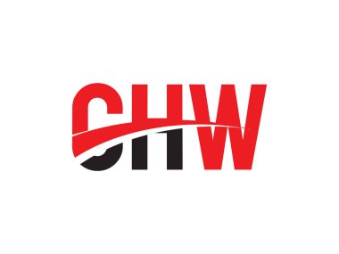 Vektör İllüstrasyonu, kırmızı siyah ilk harfler, CHW