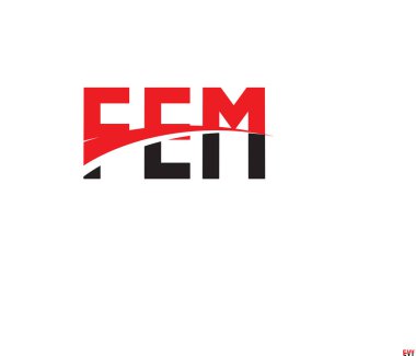 Kaligrafi logosu tasarımı, siyah kırmızı harfler, vektör ilüzyonu, FEM