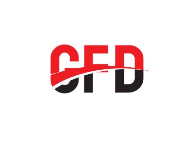 Logo tasarımı, vektör illüstrasyonu, kırmızı siyah ilk harfler, GFD