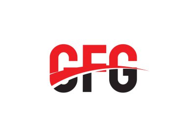 Logo tasarımı, vektör illüstrasyonu, kırmızı siyah ilk harfler, GFG