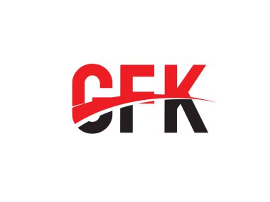 logo tasarımı, vektör illüstrasyonu, kırmızı siyah ilk harfler, GFK