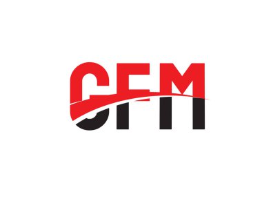 Logo tasarımı, vektör illüstrasyonu, kırmızı siyah ilk harfler, GFM