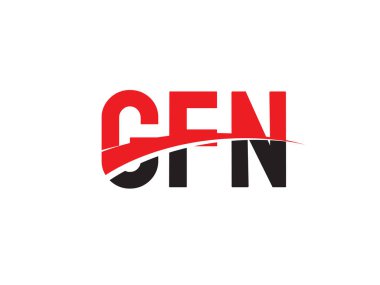 Logo tasarımı, vektör illüstrasyonu, kırmızı siyah ilk harfler, GFN