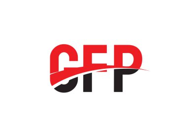 Logo tasarımı, vektör illüstrasyonu, kırmızı siyah ilk harfler, GFP