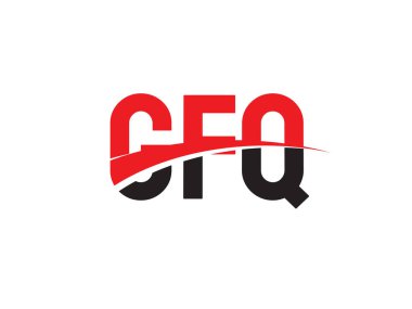 Logo tasarımı, vektör illüstrasyonu, kırmızı siyah ilk harfler, GFQ