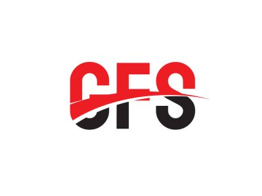 Logo tasarımı, vektör illüstrasyonu, kırmızı siyah ilk harfler, GFS