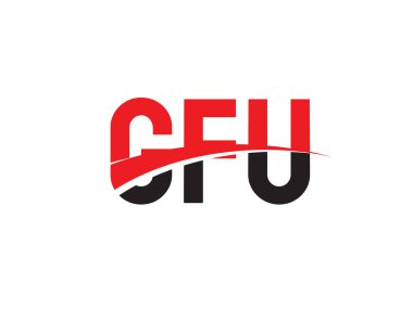 Logo tasarımı, vektör illüstrasyonu, kırmızı siyah ilk harfler, GFU