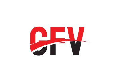 Logo tasarımı, vektör illüstrasyonu, kırmızı siyah ilk harfler, GFV