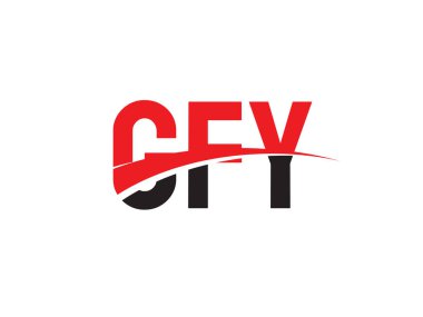 Logo tasarımı, vektör illüstrasyonu, kırmızı siyah ilk harfler, GFY