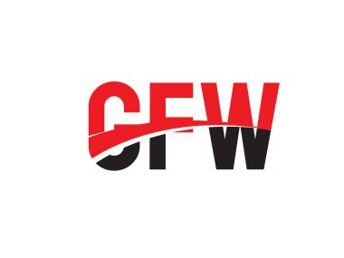 Logo tasarımı, vektör illüstrasyonu, kırmızı siyah ilk harfler, GFW