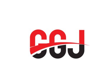 Logo tasarımı, vektör illüstrasyonu, kırmızı siyah ilk harfler, GGGJ