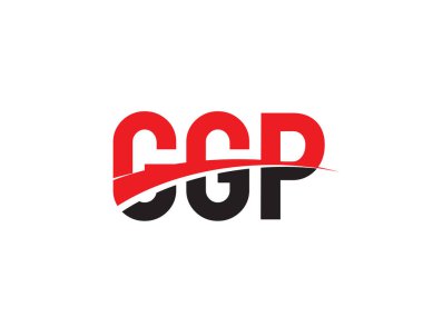 Logo tasarımı, vektör illüstrasyonu, kırmızı siyah ilk harfler, GGP