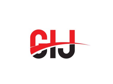 Logo tasarımı, vektör illüstrasyonu, kırmızı siyah harfler, GIJ