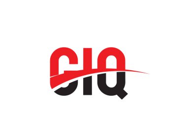 Logo tasarımı, vektör illüstrasyonu, kırmızı siyah harfler, GIQ