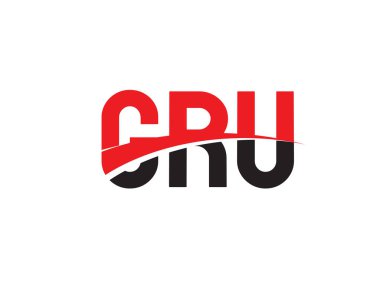 İlk harfler, logo tasarımı, vektör illüstrasyonu, kırmızı siyah harfler, yazı tipi parafı, GRU