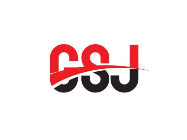 İlk harfler, logo tasarımı, vektör illüstrasyonu, kırmızı siyah harfler, yazı tipi parafı, GSJ