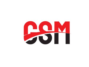 İlk harfler, logo tasarımı, vektör illüstrasyonu, kırmızı siyah harfler, yazı tipi parafı, GSM