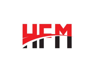 HFM Harfleri İlk Logo Tasarım Vektörü İllüstrasyonu 