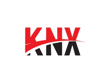 Kaligrafi logosu tasarımı, siyah kırmızı harfler, tipografi, vektör çizimi, KNX