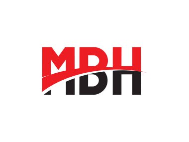 Vektör İllüstrasyonu, kırmızı siyah Harfler, yazı tipi baş harfi, Logo Tasarımı, MBH