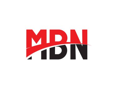 Vektör İllüstrasyonu, kırmızı siyah harfler, yazı tipi baş harfi, logo tasarımı, MBN