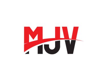 MJV, hat logosu tasarımı, siyah kırmızı harfler, tipografi, vektör illüstrasyonu, 