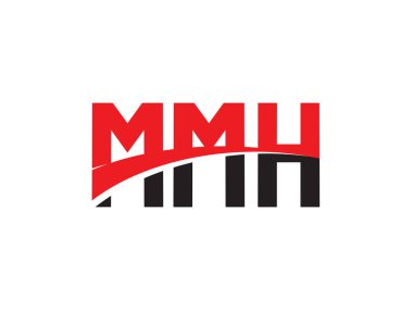 kırmızı siyah harfler, yazı tipi baş harfi, logo tasarımı, vektör illüstrasyonu, MMH