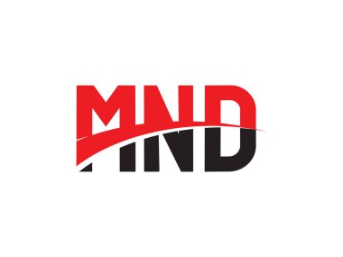 MND, siyah kırmızı harfler, tipografi, vektör illüstrasyonu, 