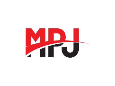 kırmızı siyah harfler, yazı tipi parafı, logo tasarımı, vektör illüstrasyonu, MPJ