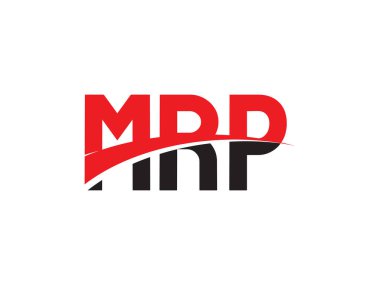 Şirket logosu, tipografi, kırmızı siyah harfler, vektör çizimi, MRP