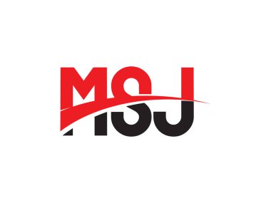 Şirket logosu, tipografi, kırmızı siyah harfler, vektör ilüstrasyonu, MSJ