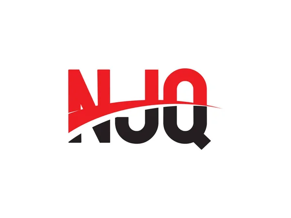 Kalligrafi Logo Design Svarta Röda Bokstäver Vektor Illustration Njq — Stock vektor