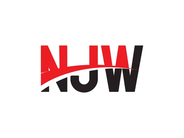 书法标志设计 黑色红字 矢量图解 Njw — 图库矢量图片