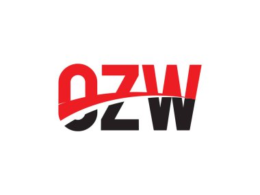 OZW Harfleri İlk Logo Tasarım Vektörü İllüstrasyonu 