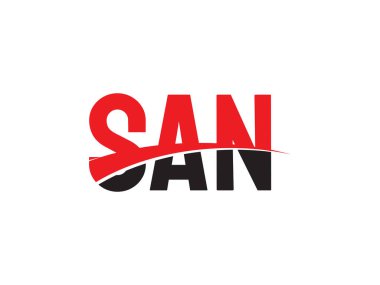 Beyaz arkaplan, vektör logosu üzerinde SAN harfleri izole