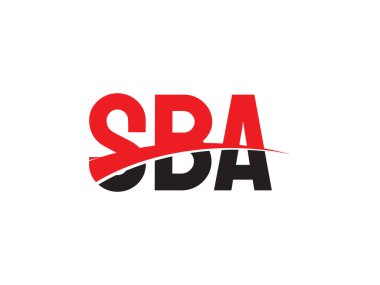 Beyaz arkaplan ve vektör logosunda SBA harfleri izole edildi