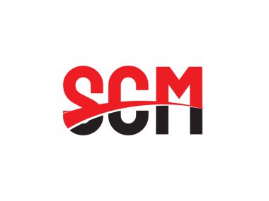 Beyaz arkaplan, vektör logosu üzerinde SCM harfleri izole
