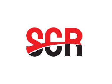 Beyaz arkaplanda SCR harfleri izole edildi, vektör logosu