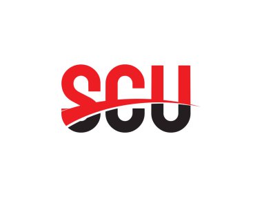 SCU harfleri beyaz arkaplanda izole edildi, vektör logosu
