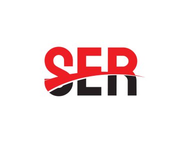 Beyaz arkaplanda izole edilmiş SER harfleri, vektör logosu