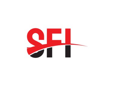 Beyaz arkaplanda izole edilmiş SFI harfleri, vektör logosu