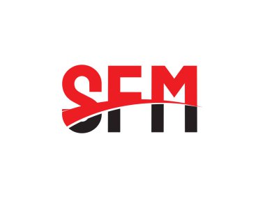 Beyaz arkaplanda izole edilmiş SFM harfleri, vektör logosu