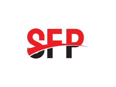 Beyaz arkaplan ve vektör logosunda SFP harfleri izole edildi