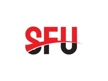 Beyaz arkaplanda izole edilmiş SFU harfleri, vektör logosu